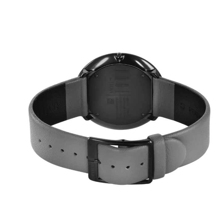 titan Edge UltraSlim Grey Dial Analogue Quartz Leather Strap Men's Watch (10003NL01) strap