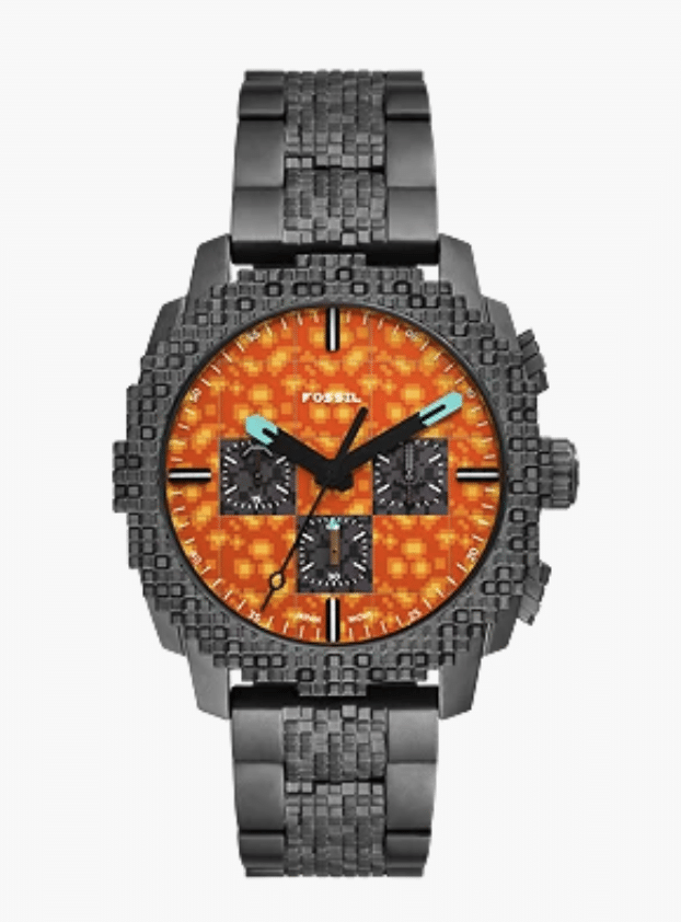 Minecraft x Fossil Limited Edition The Nether Chronograph Watch dial