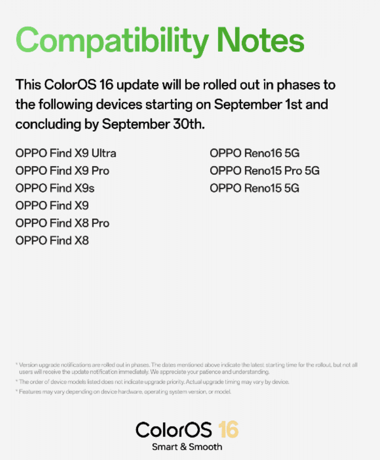coloros 16 compatibility notes