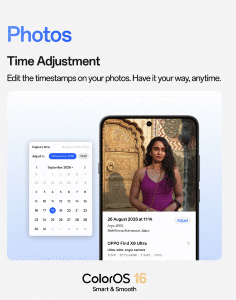 coloros 16 photo time adjustment