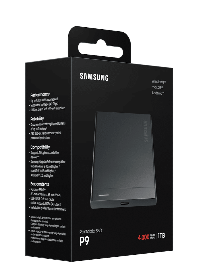 samsung p9 portable ssd box
