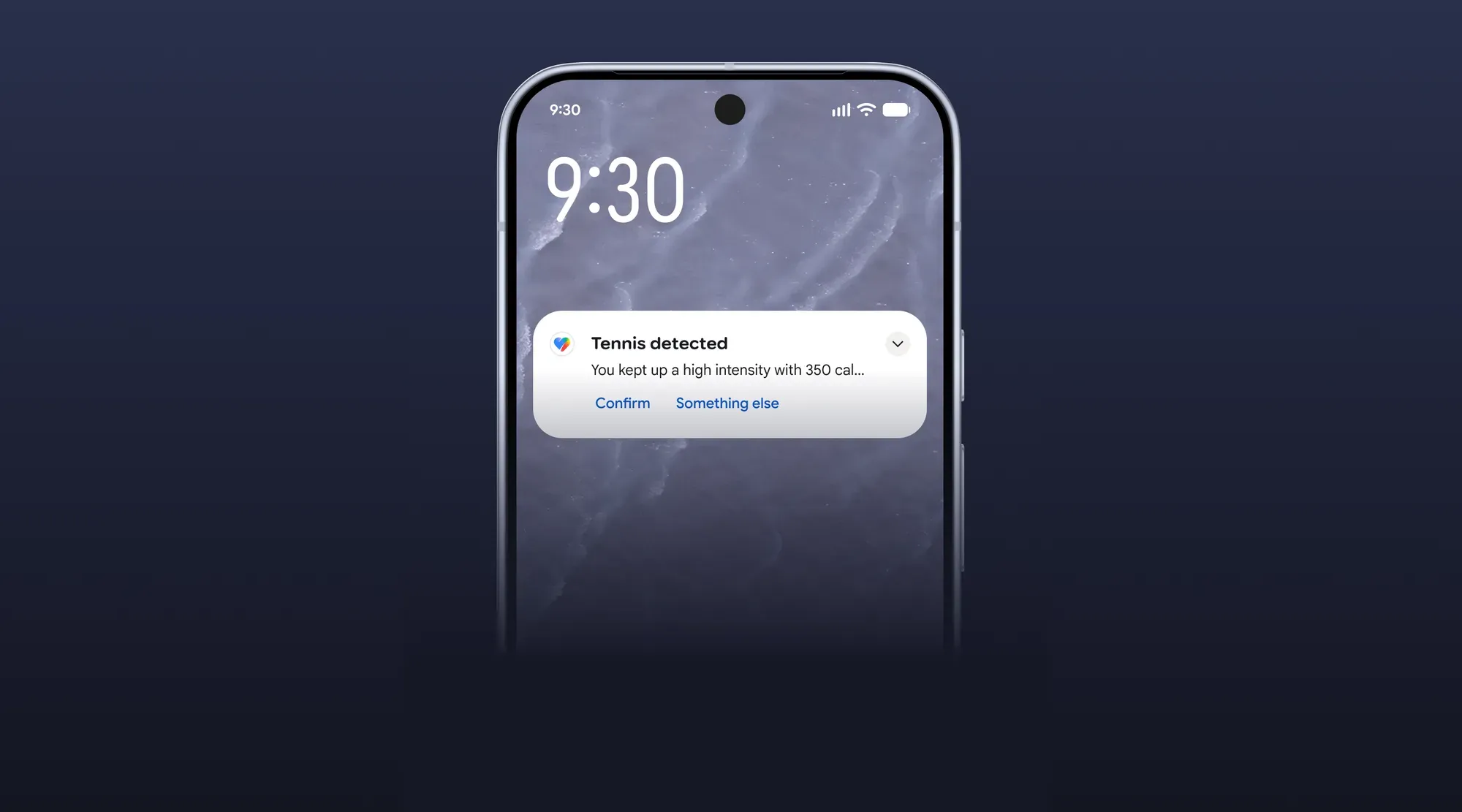 Google Health tennis detected notification confirming an automatically recognised workout