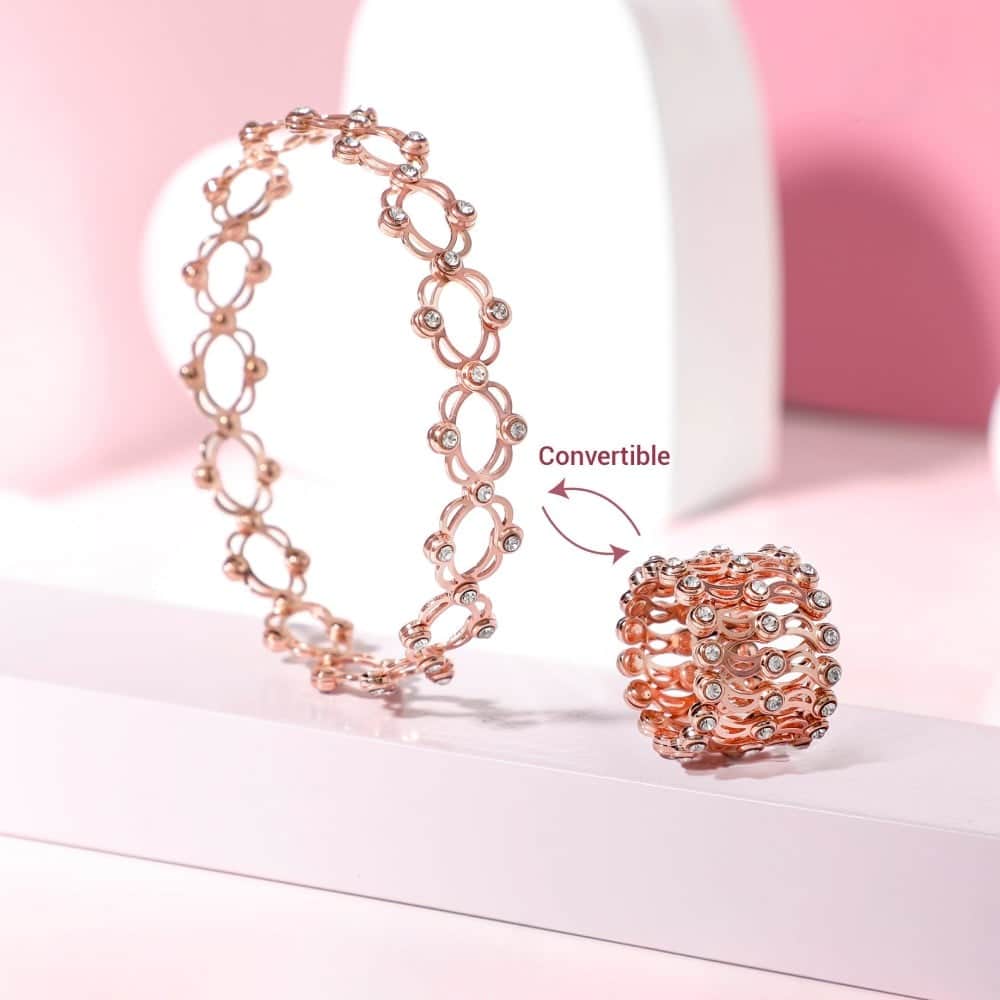 GIVA rose gold silver ring cum bracelet