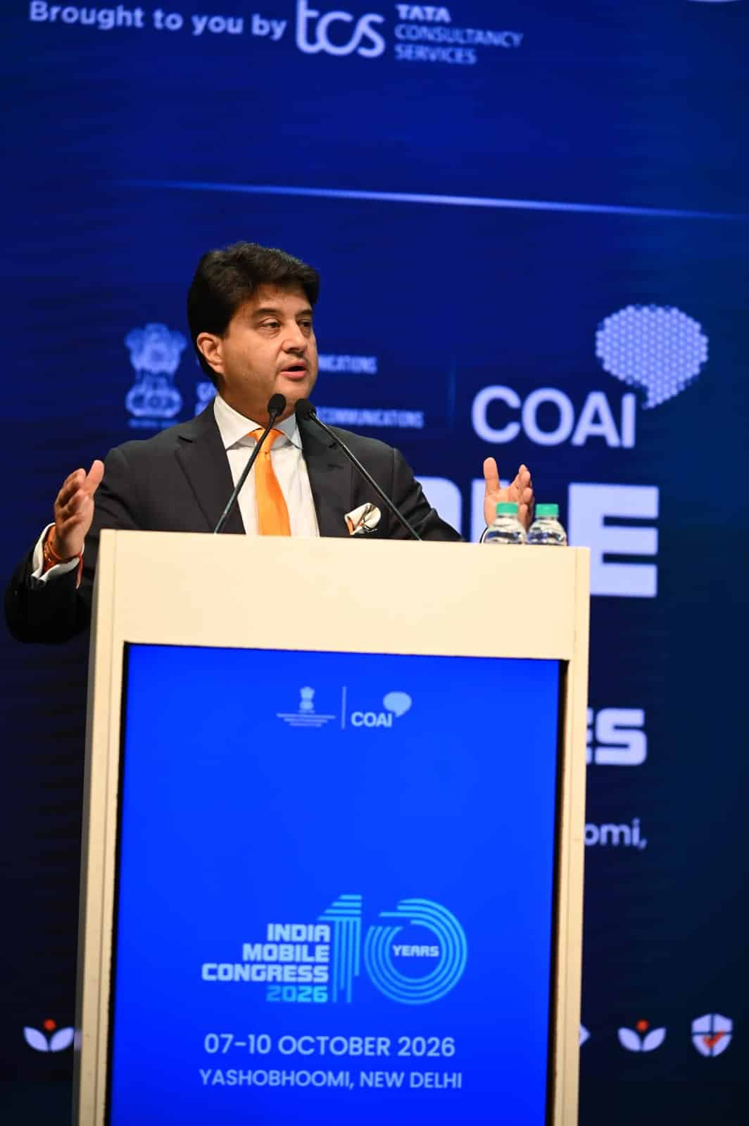 Jyotiraditya Scindia speaking at India Mobile Congress 2026 awards ceremony