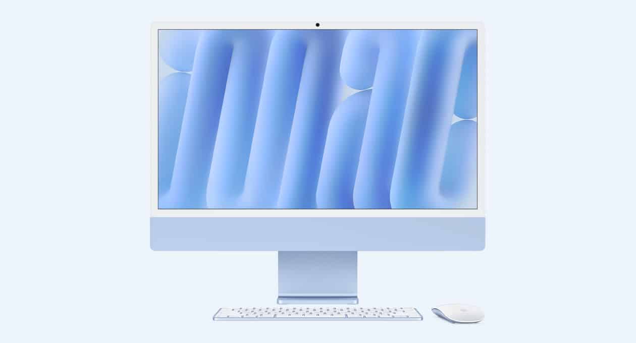 Apple iMac M6 in blue with matching keyboard and mouse