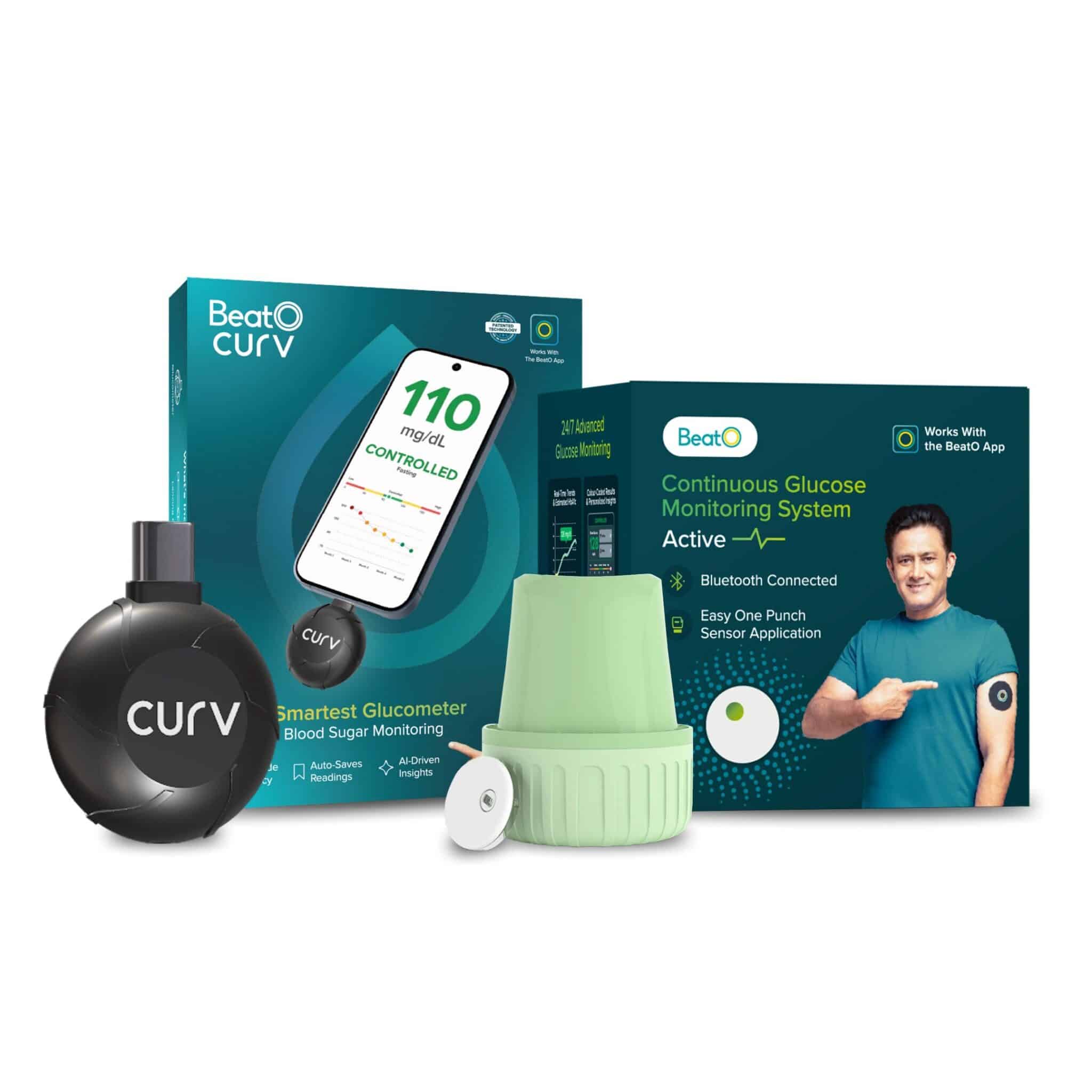 BeatO CURV Glucometer and CGM Combo