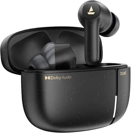 boAt Airdopes Prime 800D black earbuds with Dolby Audio case
