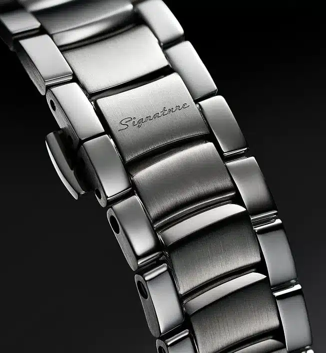 Fossil Signature CS-1 stainless steel bracelet with engraved Signature butterfly clasp