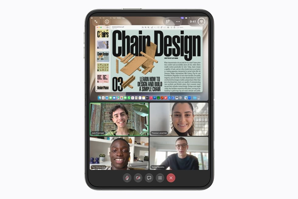 iPhone Duo large inner display supporting video calls and multitasking