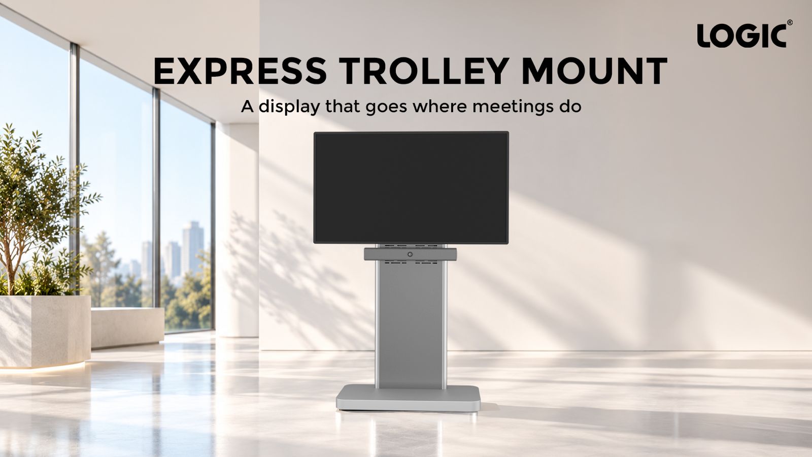 LOGIC Express Trolley Mount with a large display in an office