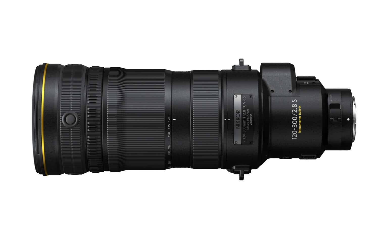 Nikon NIKKOR Z 120-300mm f/2.8 TC VR S telephoto lens side view
