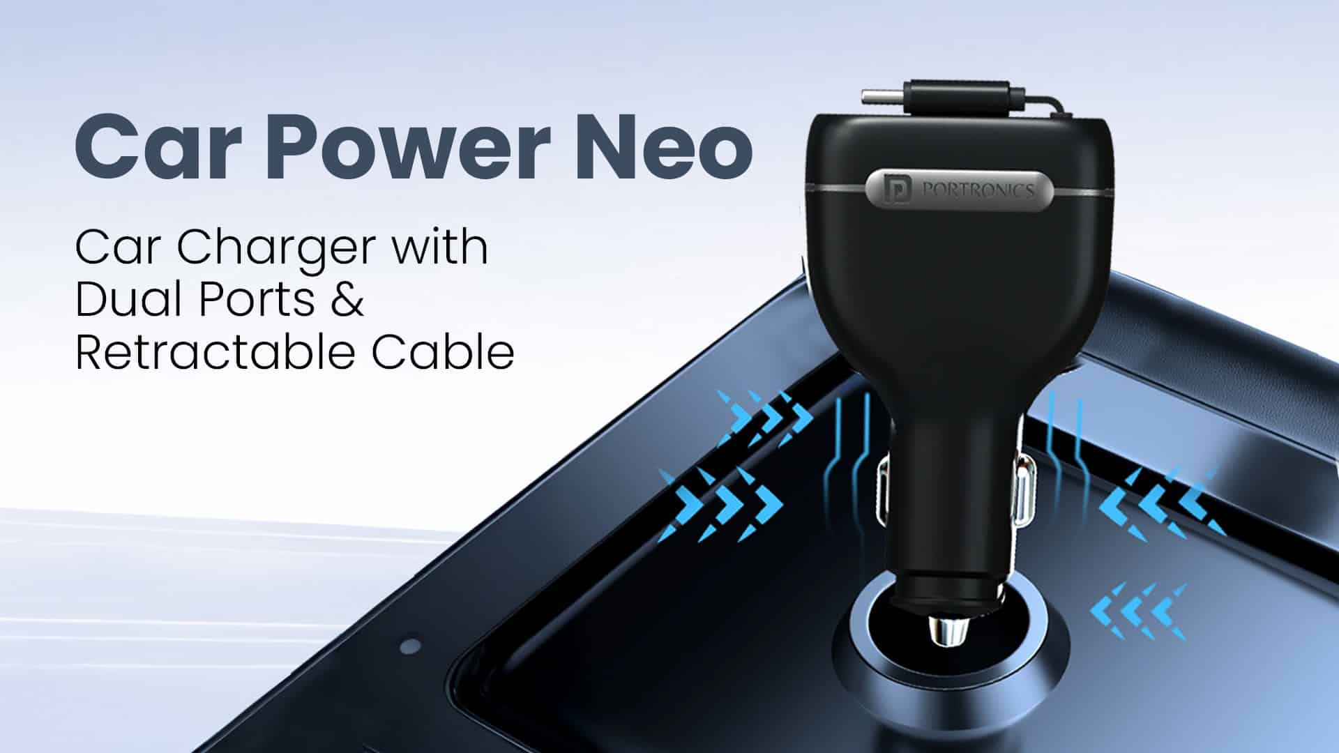 Portronics Car Power Neo charger fitted into a car power socket