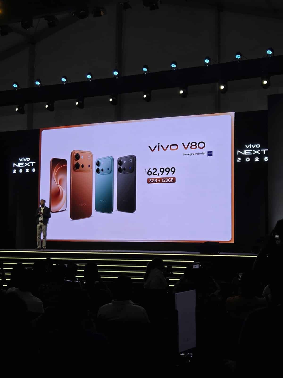 vivo V80 price in India ₹62,999 for 8GB 128GB at vivo NEXT 2026